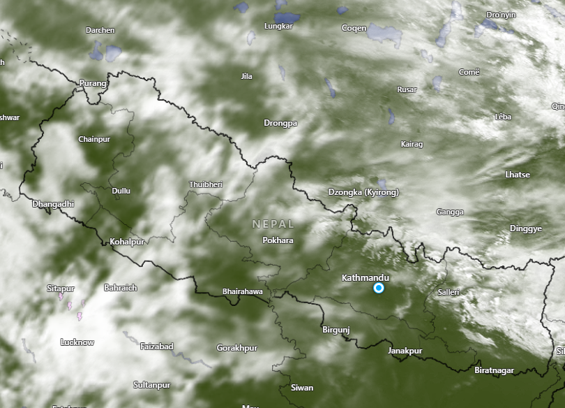 Rainfall in various districts including Kathmandu